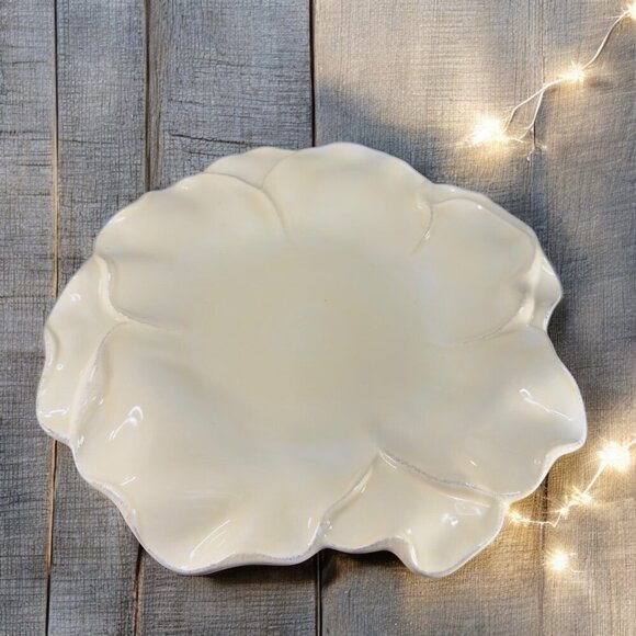 Roscher Flower Antique Butter Yellow Dish Plate 11inch Flower Shape Plate Set 2 - Picture 2 of 16